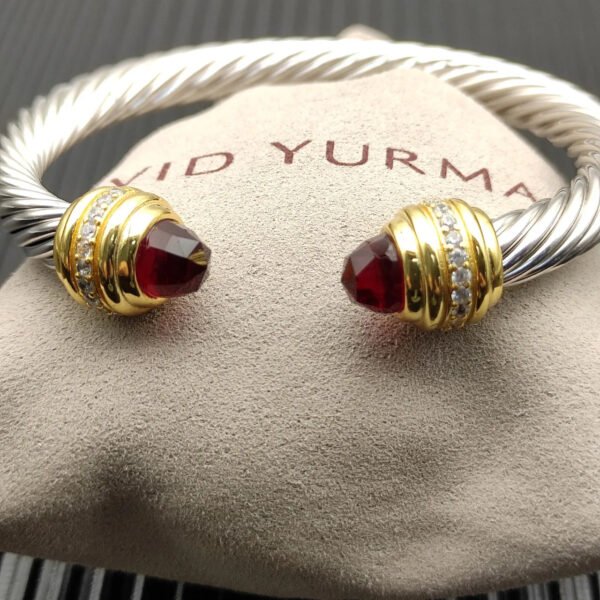 41CA5AB8-4645-43CF-BB19-5BE3B81E3D01.jpg Classic Cablespira® Bracelet Sterling Silver with 14K Yellow Gold,Rhodolite Garne and Diamonds, 7mm