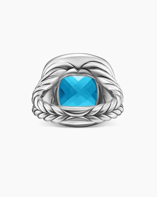 Albion&reg; Ring Sterling Silver with Blue Topaz and Diamonds, 14mm - 6