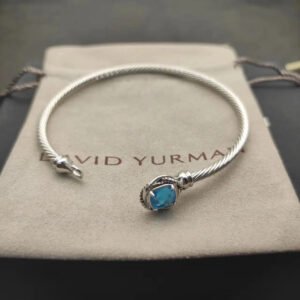 42249EEE-00DE-FA5D-EBA6-61E8BDDB4A15.jpg Cable Classics Bracelet,Blue Topaz and Bead Detail, Sterling Silver, 3mm - 17 CM