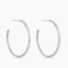 Pave Hoop Earrings Sterling Silver with Diamonds, 38mm