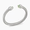 Classic Cable Bracelet Sterling Silver with Prasiolte and Diamonds, 7mm