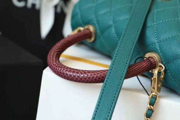 431E9CF9-D6A5-C6F6-65AE-11F5240778C7.jpg Chanel Medium Flap Bag With Top Handle Teal For Women, Womens Handbags, Shoulder And Crossbody Bags 9in/23cm A92990