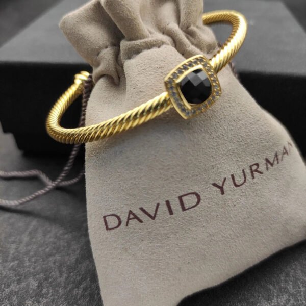 Cable Classics Bracelet with Black Onyx and Diamonds 18K Yellow Gold 4mm