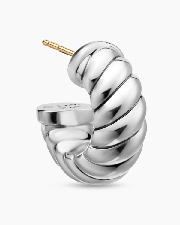 Sculpted Cable Shrimp Earrings Sterling Silver, 20.5mm