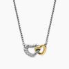Cable Collectibles&reg; Interlocking Heart Necklace Sterling Silver with 18K Yellow Gold