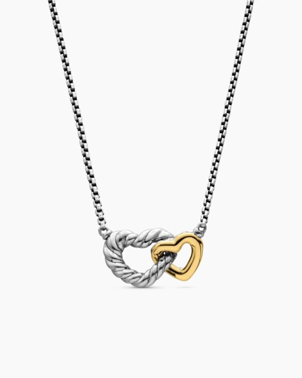 Cable Collectibles&reg; Interlocking Heart Necklace Sterling Silver with 18K Yellow Gold