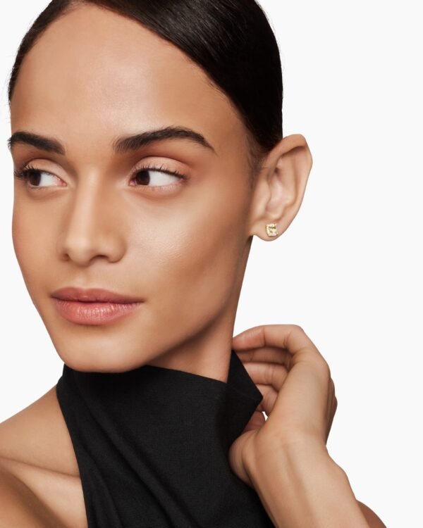 Petite Chatelaine&reg; Pav&eacute; Bezel Stud Earrings 18K Yellow Gold with Champagne Citrine and Diamonds, 5mm