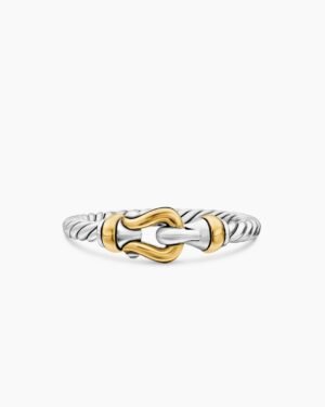 454AF928-328F-9826-11AB-61498C3CA76B.jpg Petite Buckle Ring Sterling Silver with 18K Yellow Gold, 2mm - 6