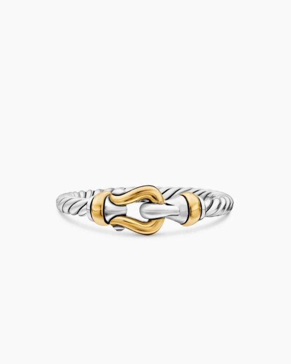 454AF928-328F-9826-11AB-61498C3CA76B.jpg Petite Buckle Ring Sterling Silver with 18K Yellow Gold, 2mm - 6