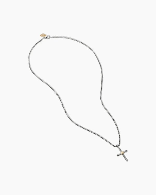 454B8B74-C43A-3B98-5F29-7288E84DB0CD.jpg Petite X Cross Necklace Sterling Silver with 14K Yellow Gold, 24mm