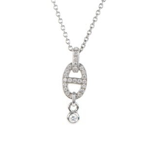 18K White Gold Diamond PM Chaine d'Ancre Enchainee Necklace