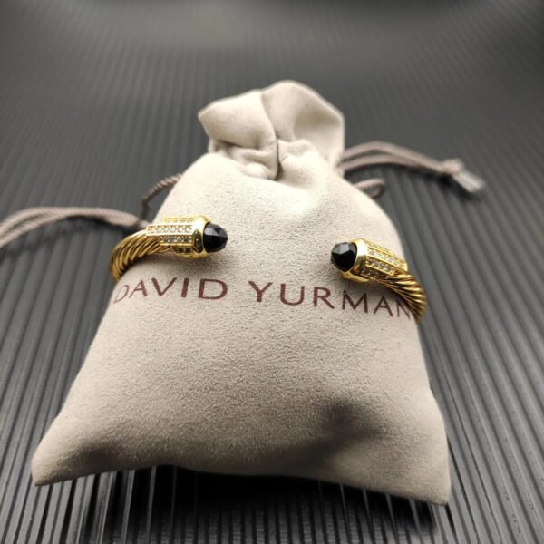 Cable Bracelet with Black Onyx & Diamond Accents  5mm