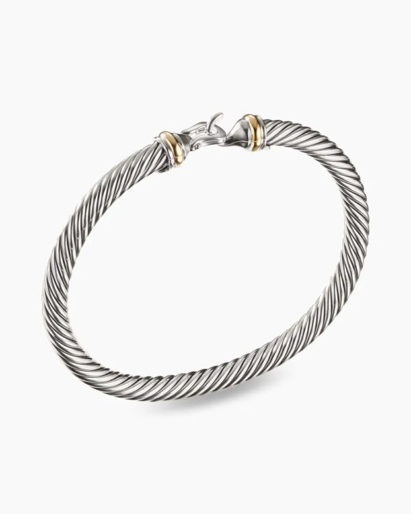 Buckle Classic Cable Bracelet Sterling Silver with 18K Yellow Gold, 5mm