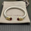 7mm Cable Bracelet with Garnet & Diamond Accents ??Gold Cap