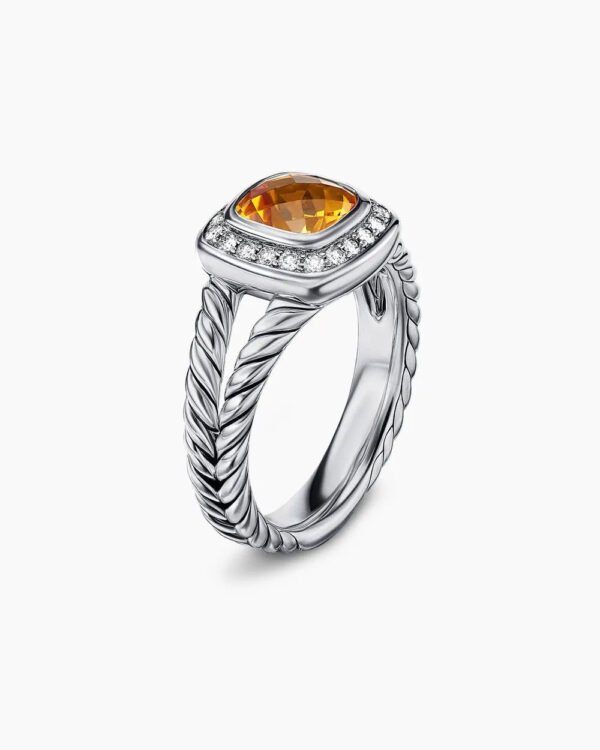 Petite Albion&reg; Ring Sterling Silver with Citrine and Diamonds, 7mm