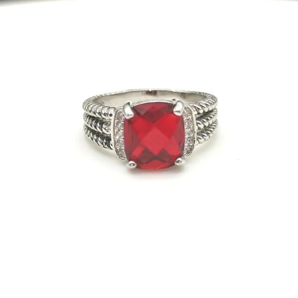 Petite Wheaton&reg; Ring Sterling Silver with Garnets and Diamonds, 10mm - 6