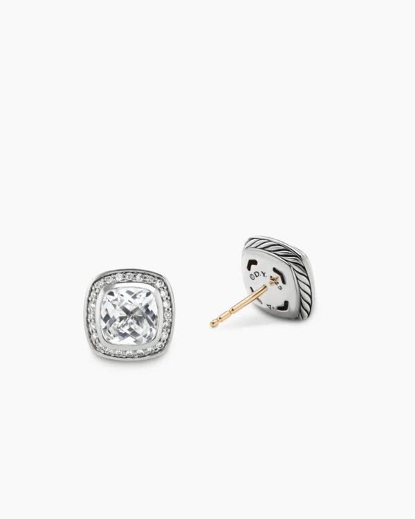 Albion&reg; Stud Earrings Sterling Silver with White Topaz and Diamonds, 7mm