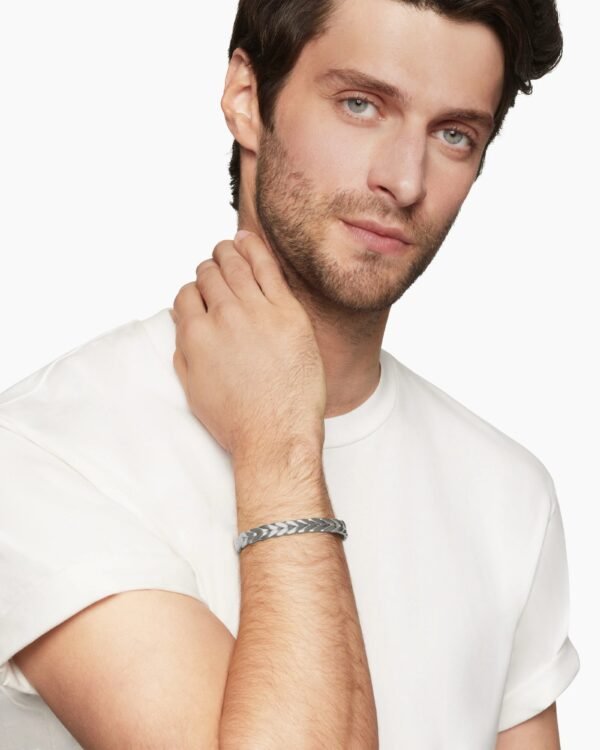 Chevron Collection for Men Chevron Cuff Bracelet Sterling Silver, 9mm