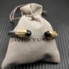7mm Cable Bracelet with Black Onyx & Diamond Accents ??Gold Cap