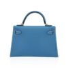Mini Kelly 20 Bag Sellier New Blue Jean Epsom Leather with Gold Hardware