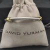 X Classic Cable Station Bracelet Sterling Silver with 18K Yellow Gold, 4mm