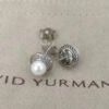 Pearl Classics Cable Halo Button Earrings Sterling Silver with Diamonds, 13mm