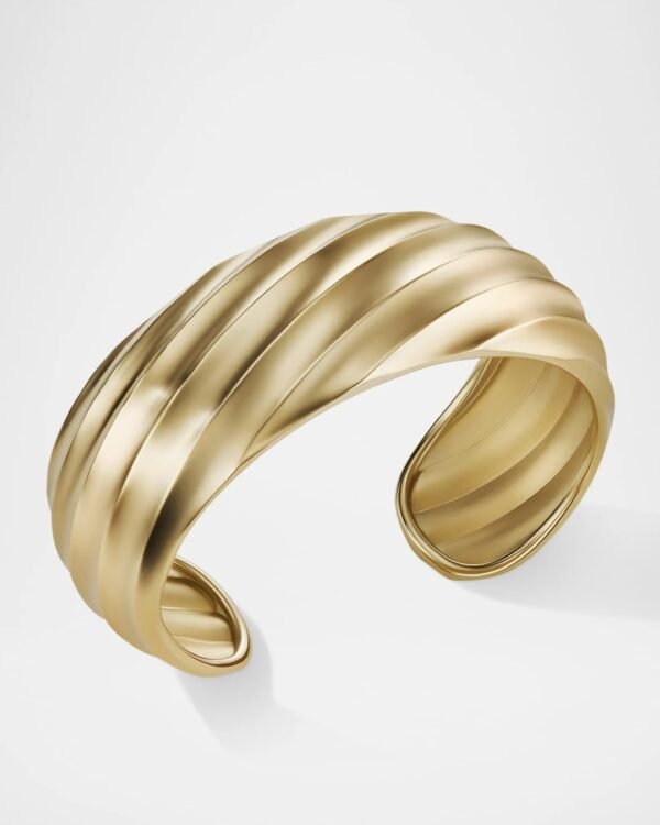 Cable Edge Cuff Bracelet in 18K Yellow Gold, 24mm