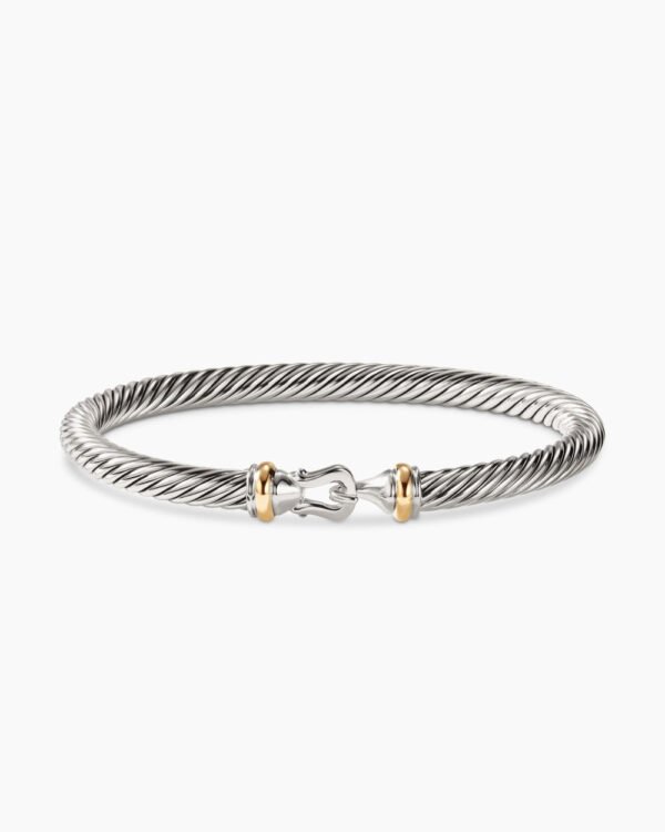 Buckle Classic Cable Bracelet Sterling Silver with 18K Yellow Gold, 5mm