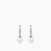 Pearl and Pav&eacute; Solari Drop Earrings Sterling Silver with Pearls and Diamonds, 18.4mm