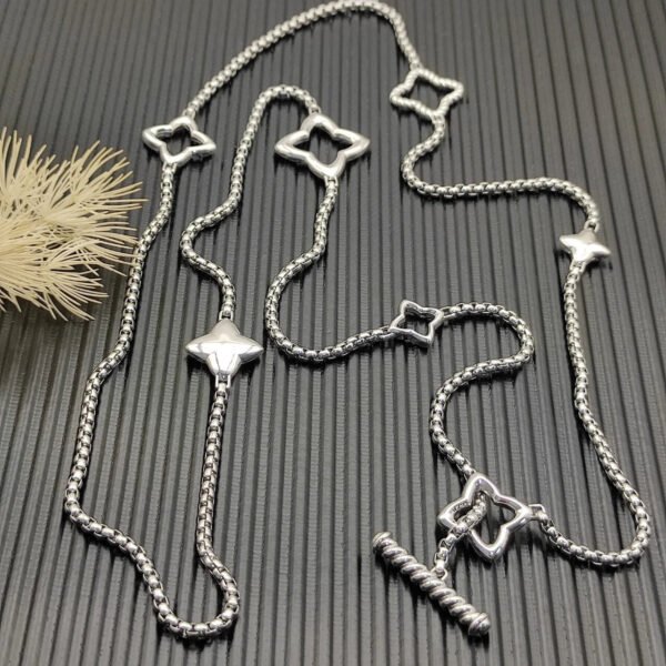 David Yurman Sterling Silver Quatrefoil Chain Necklace