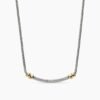 Petite Helena Wrap Station Necklace Sterling Silver with 18K Yellow Gold and Diamonds, 29mm