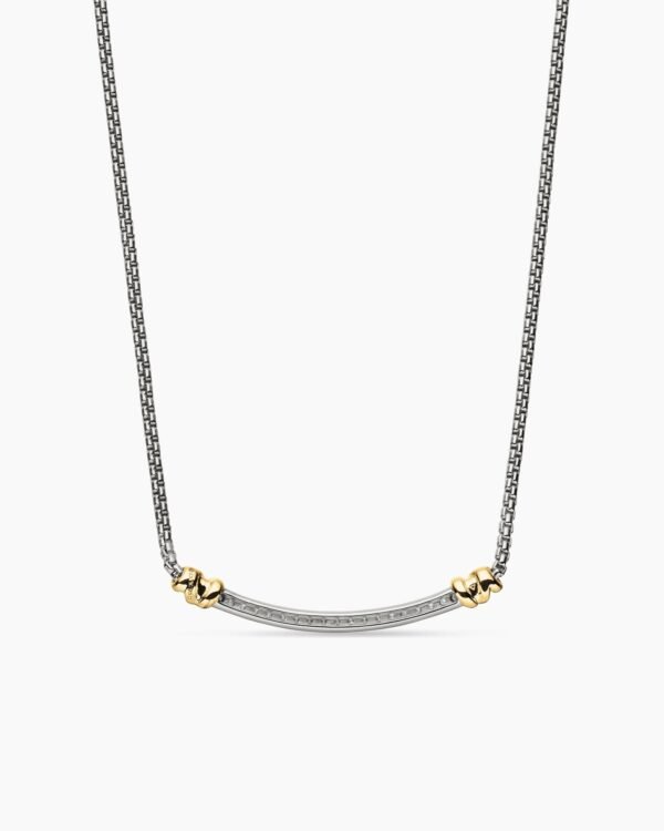 Petite Helena Wrap Station Necklace Sterling Silver with 18K Yellow Gold and Diamonds, 29mm