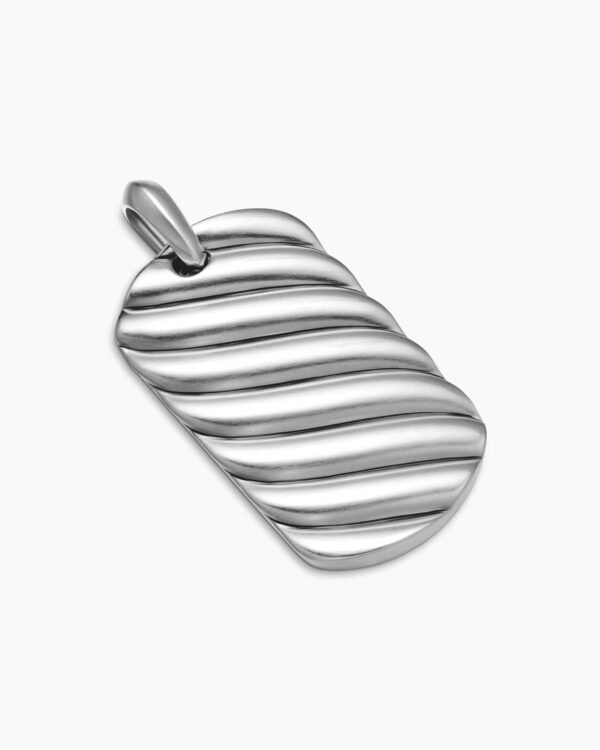 Sculpted Cable Tag Sterling Silver, 42mm