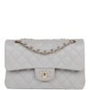 Small Classic Double Flap Grey Caviar Light Gold Hardware