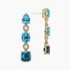 Marbella Drop Earrings 18K Yellow Gold with Blue Topaz and Hampton Blue Topaz, 51mm
