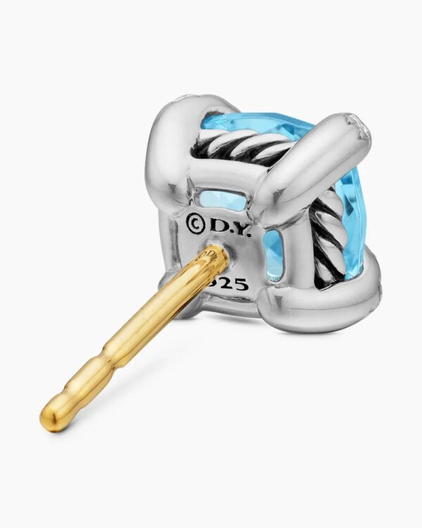 4BCF596C-958A-5B05-52B1-4BDC128519FF.jpg Petite Chatelaine® Stud Earrings Sterling Silver with Blue Topaz and Diamonds