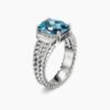 Petite Wheaton Sterling Silver with Hampton Blue Topaz and Diamonds, 10mm