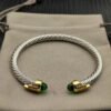 5mm Cable Bracelet with Peridot & Diamond Accents