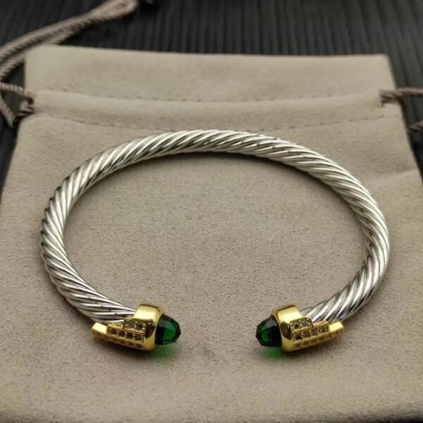5mm Cable Bracelet with Peridot & Diamond Accents