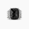 Wheaton Ring Sterling Silver with Black Onyx and Diamonds, 16mm