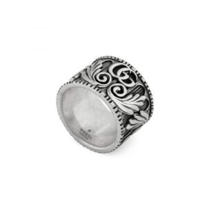 DOUBLE G SILVER RING WITH LEAVES