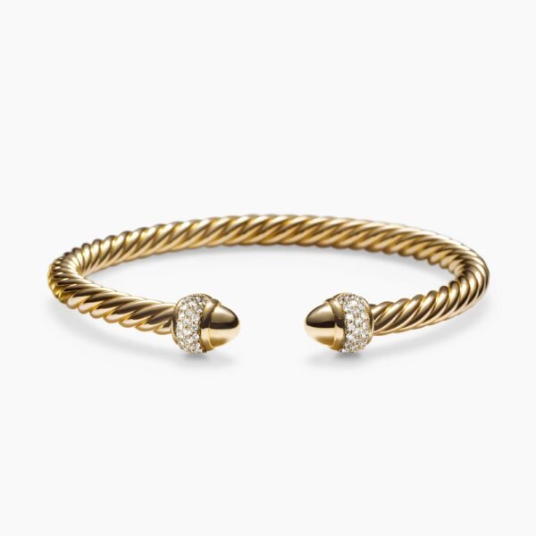 Cable Bracelet 18K Yellow Gold with Diamonds, 5mm