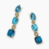 Marbella Drop Earrings 18K Yellow Gold with Blue Topaz and Hampton Blue Topaz, 51mm