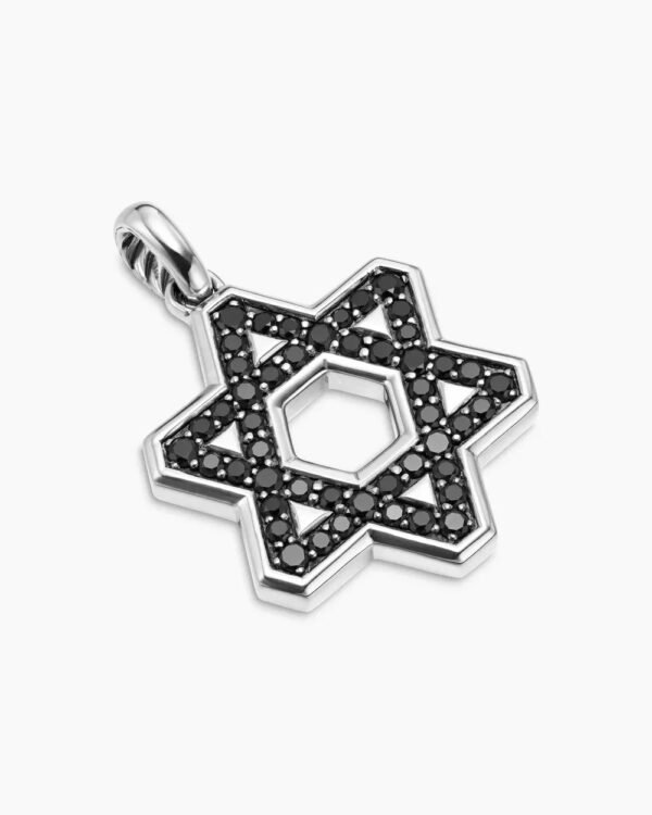 Pav&eacute; Star of David Pendant Sterling Silver with Black Diamonds