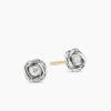 Infinity Stud Earrings Sterling Silver with Diamonds, 6.8mm