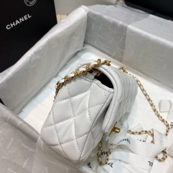 Chanel Flap Bag With CC Ball On Strap White For Women, Women&rsquo;s Handbags, Shoulder And Crossbody Bags 7.8in/20cm AS1787