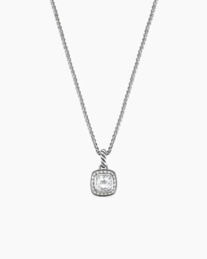 Petite Albion&reg; Pendant Necklace Sterling Silver with White Topaz and Diamonds, 7mm