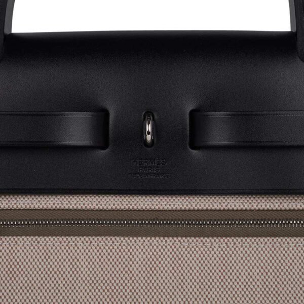 Herbag Zip 31 Bag Retourne Khaki Berline & Black Leather with Palladium Hardware