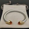 7mm Cable Bracelet with Champagne & Diamond Accents ??Gold Cap