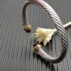 7mm Cable Bracelet with Garnet & Diamond Accents ??Gold Cap